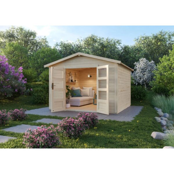 Karibu Holz-Gartenhaus Tessin 2 Natur 300 x 300 cm inkl. Boden