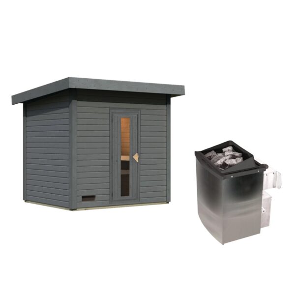 Chillroi Saunahaus 38mm Melo 3 Ofen 9kW Inklusive Steuerung Terragrau