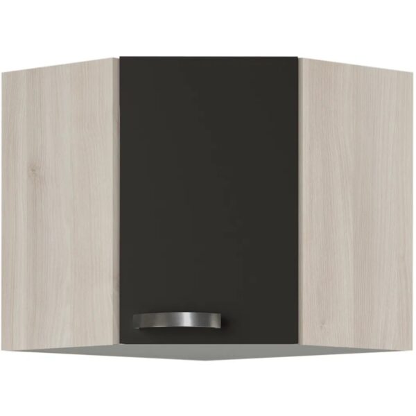 Optifit Küchen-Eckoberschrank Dakar220 60/60cm x 57,6cm x 34,6cm Anthrazit-Braun