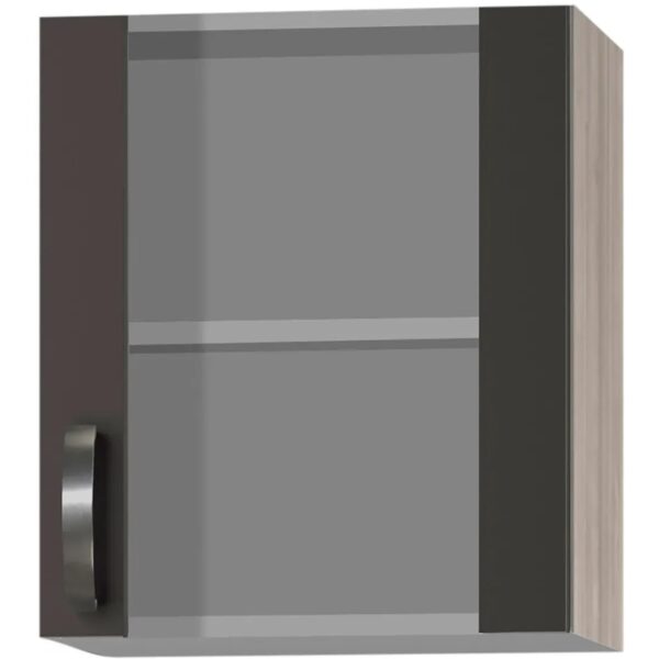Optifit Küchen-Oberschrank mit Stollenglastür Faro220 50cmx57,6cm Anthra.-Braun