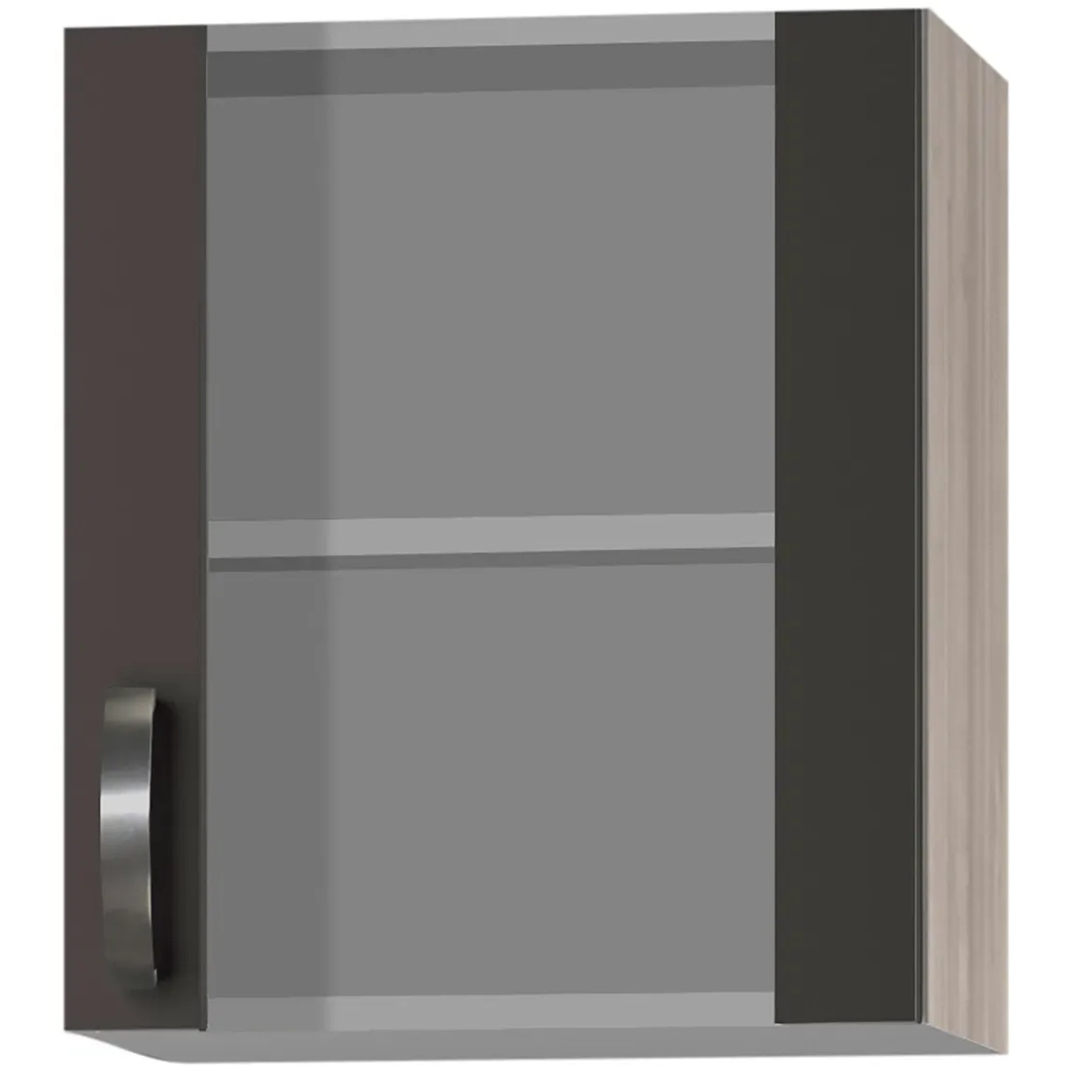 Optifit Küchen-Oberschrank mit Stollenglastür Faro220 50cmx57,6cm Anthra.-Braun