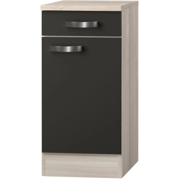 Optifit Küchen-Unterschrank Faro220 40 cm x 84,8 cm x 60 cm Anthrazit-Braun