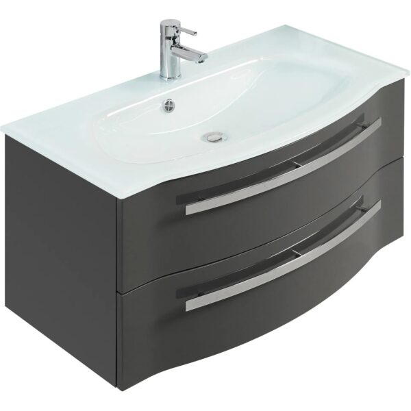Pelipal Waschbeckenunterschrank 90 cm Serie 4005 Steingrau hochglänzend