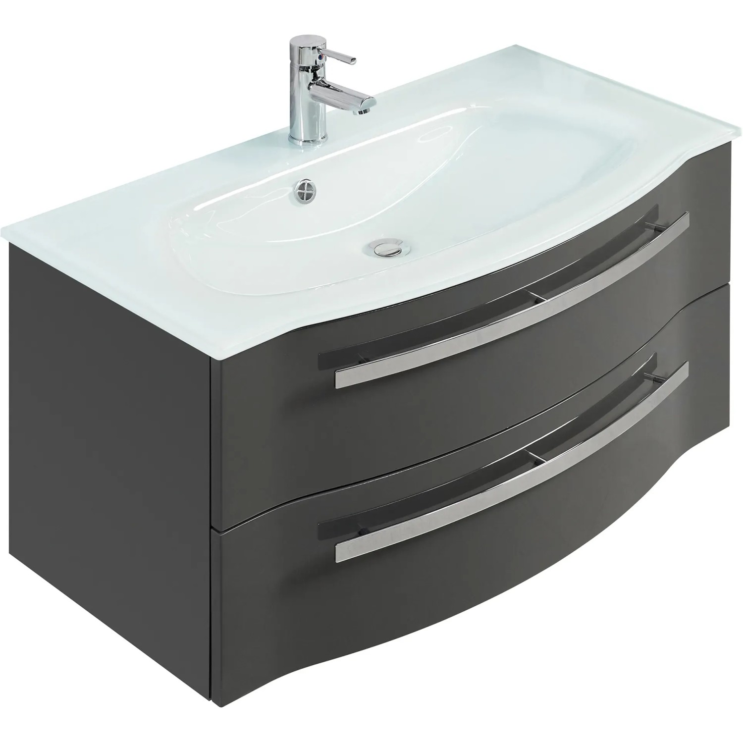 Pelipal Waschbeckenunterschrank 90 cm Serie 4005 Steingrau hochglänzend