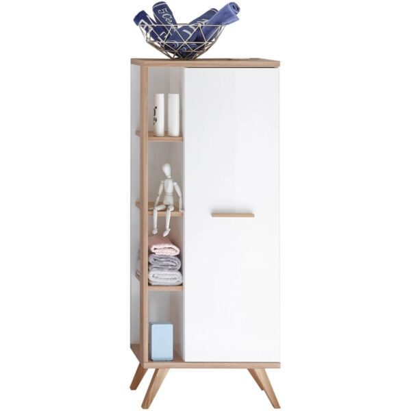 Pelipal Bad-Hochschrank Quickset 923 Weiß Glanz-Riviera Eiche 50,5 cm