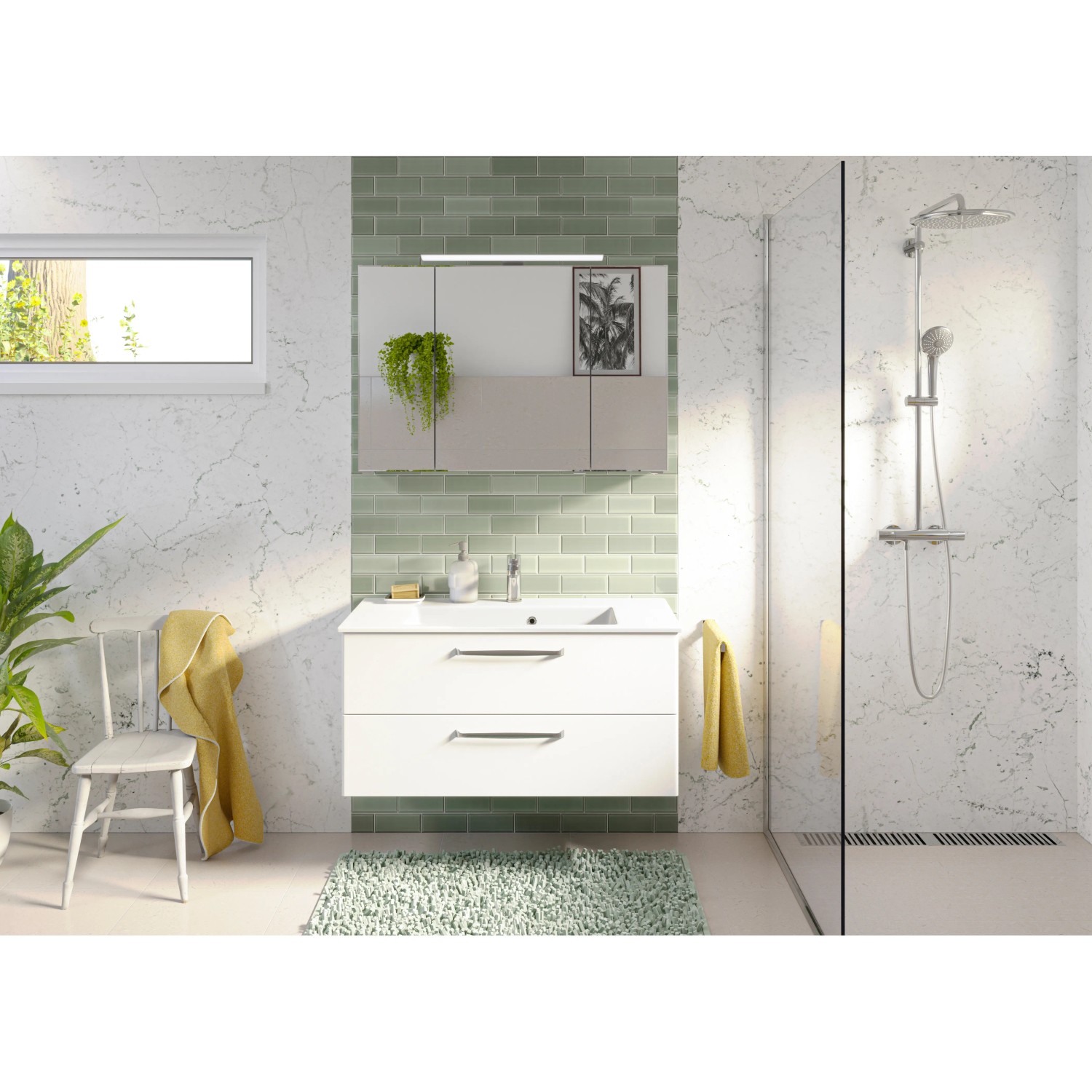 Pelipal Badmöbel-Set Trentino 167 cm Weiß