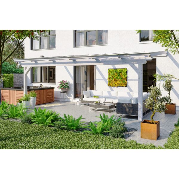 Skan Holz Terrassenüberdachung Ancona 648 cm x 300 cm Weiß