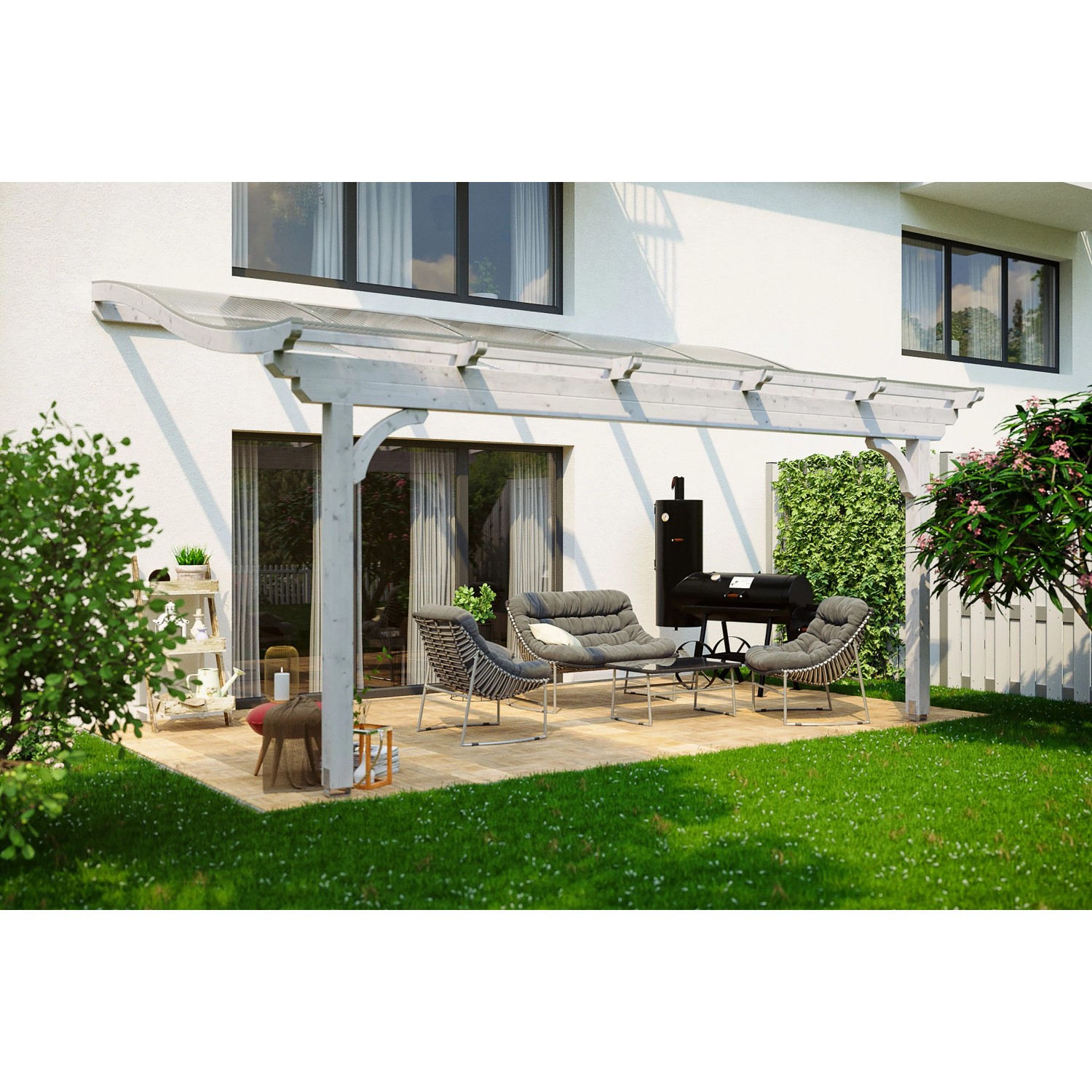 Skan Holz Terrassenüberdachung Verona 541 cm x 239 cm Weiß
