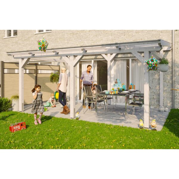 Skan Holz Terrassenüberdachung Siena 541 cm x 400 cm Weiß