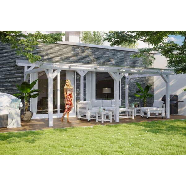 Skan Holz Terrassenüberdachung Siena 648 cm x 250 cm Weiß Skan Holz Terrassenüberdachung Siena 648 cm x 250 cm Weiß