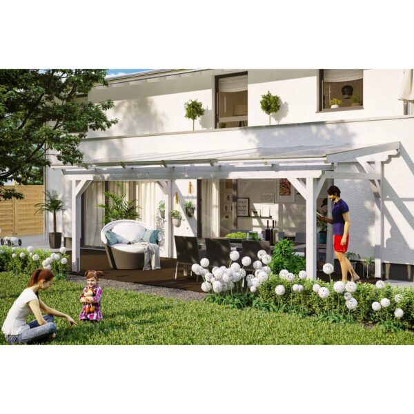 Skan Holz Terrassenüberdachung Sanremo 648 cm x 350 cm Weiß