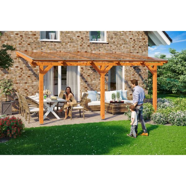 Skan Holz Terrassenüberdachung Andria 541 cm x 400 cm Eiche hell Skan Holz Terrassenüberdachung Andria 541 cm x 400 cm Eiche hell