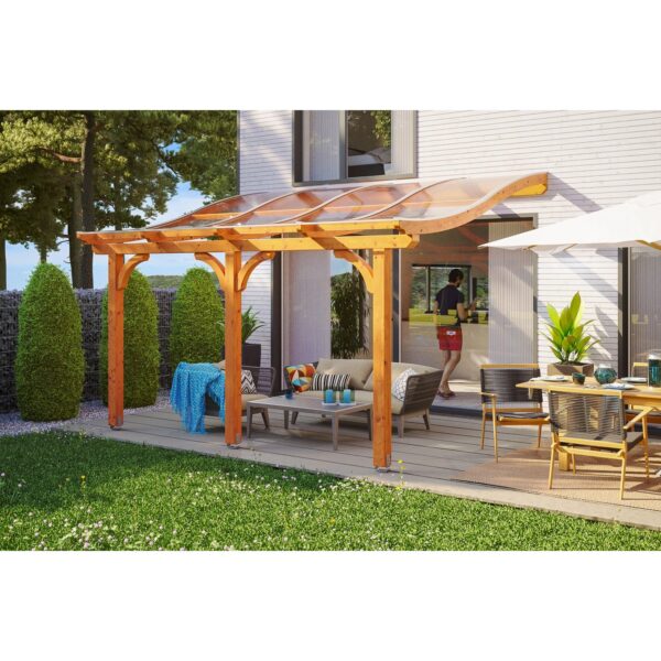 Skan Holz Terrassenüberdachung Venezia 434 cm x 389 cm Eiche hell