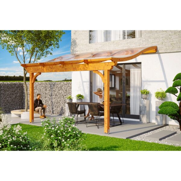 Skan Holz Terrassenüberdachung Verona 434 cm x 239 cm Eiche hell