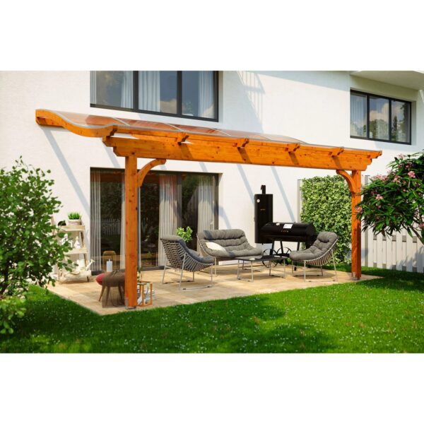 Skan Holz Terrassenüberdachung Verona 541 cm x 239 cm Eiche hell Skan Holz Terrassenüberdachung Verona 541 cm x 239 cm Eiche hell