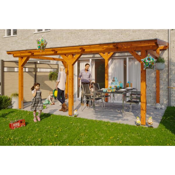 Skan Holz Terrassenüberdachung Siena 541 cm x 350 cm Eiche hell