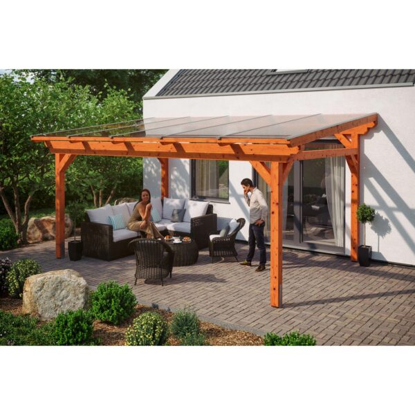 Skan Holz Terrassenüberdachung Sanremo 541 cm x 350 cm Eiche hell