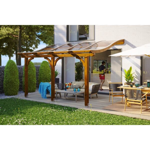 Skan Holz Terrassenüberdachung Venezia 434 cm x 239 cm Nussbaum