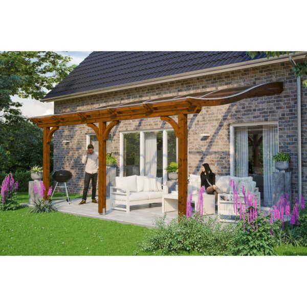 Skan Holz Terrassenüberdachung Venezia 541 cm x 339 cm Nussbaum Skan Holz Terrassenüberdachung Venezia 541 cm x 339 cm Nussbaum