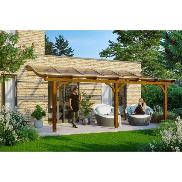 Skan Holz Terrassenüberdachung Venezia 648 cm x 389 cm Nussbaum Skan Holz Terrassenüberdachung Venezia 648 cm x 389 cm Nussbaum