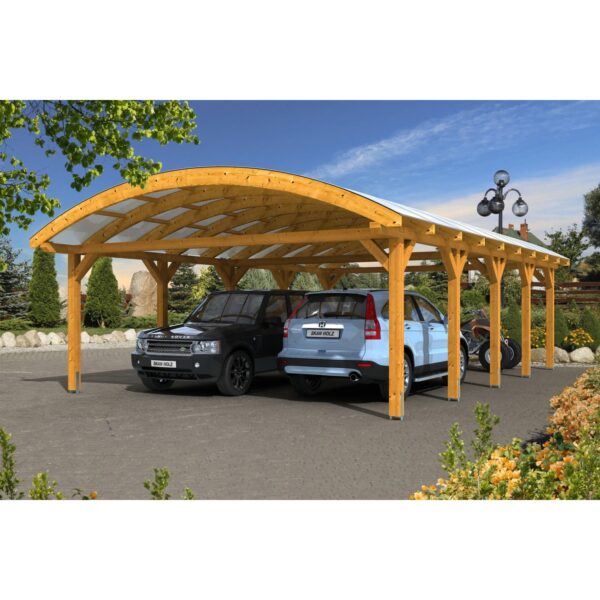 Skan Holz Bogendach-Carport Franken 635 cm x 969 Eiche hell Skan Holz Bogendach-Carport Franken 635 cm x 969 Eiche hell