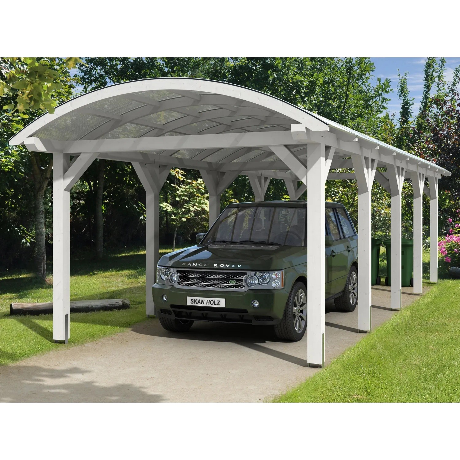 Skan Holz Bogendach-Carport Franken 376 cm x 969 Weiß