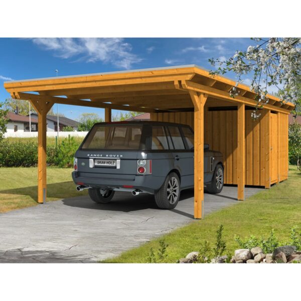 Skan Holz Einzelcarport Leimholz Eiche hell 404 cm x 846 cm Skan Holz Einzelcarport Leimholz Eiche hell 404 cm x 846 cm
