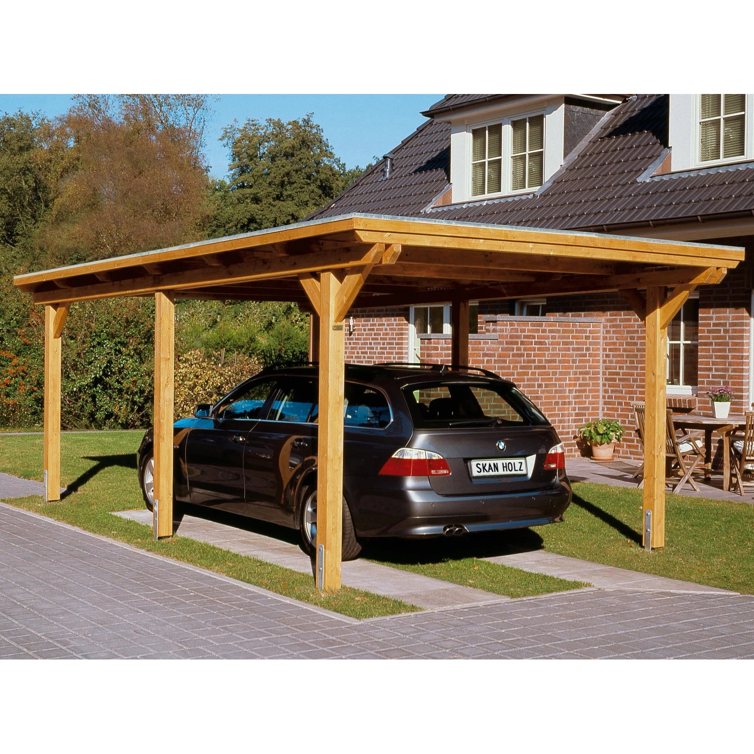 Skan Holz Carport Emsland 354 cm x 604 cm Natur