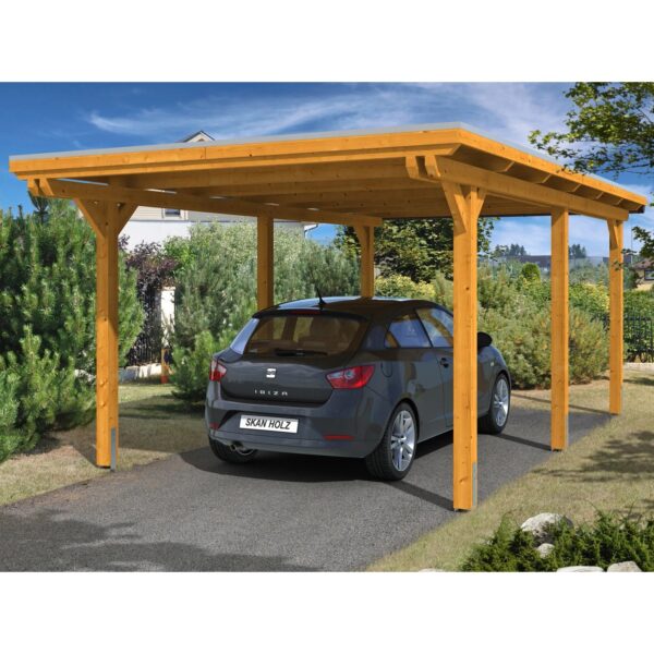 Skan Holz Carport Emsland 354 cm x 604 cm Eiche hell Skan Holz Carport Emsland 354 cm x 604 cm Eiche hell