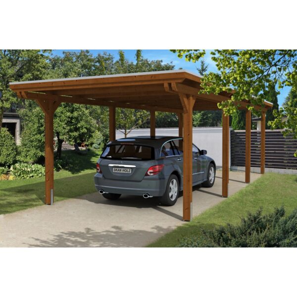 Skan Holz Einzelcarport Emsland Leimholz Nussbaum 354 cm x 846 cm Skan Holz Einzelcarport Emsland Leimholz Nussbaum 354 cm x 846 cm