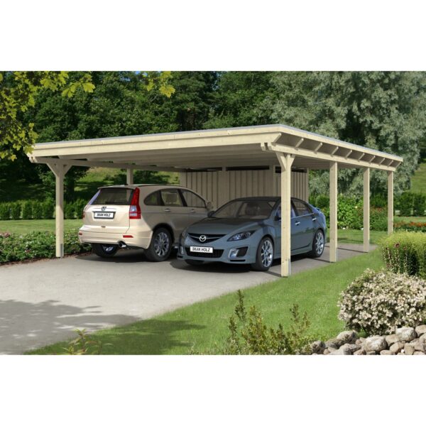 Skan Holz Carport Emsland 613 cm x 846 cm mit Abstellraum Natur Skan Holz Carport Emsland 613 cm x 846 cm mit Abstellraum Natur
