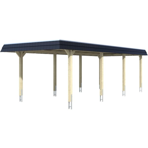 Skan Holz Carport Wendland Natur 362 x 870 cm Alu-Dach Blende Schwarz Skan Holz Carport Wendland Natur 362 x 870 cm Alu-Dach Blende Schwarz