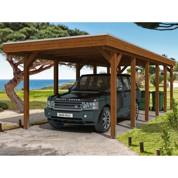 Skan Holz Carport Friesland 314 cm x 860 cm Nussbaum Skan Holz Carport Friesland 314 cm x 860 cm Nussbaum