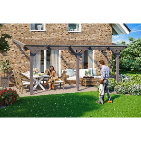 Skan Holz Terrassenüberdachung Andria 541 cm x 400 cm Schiefergrau