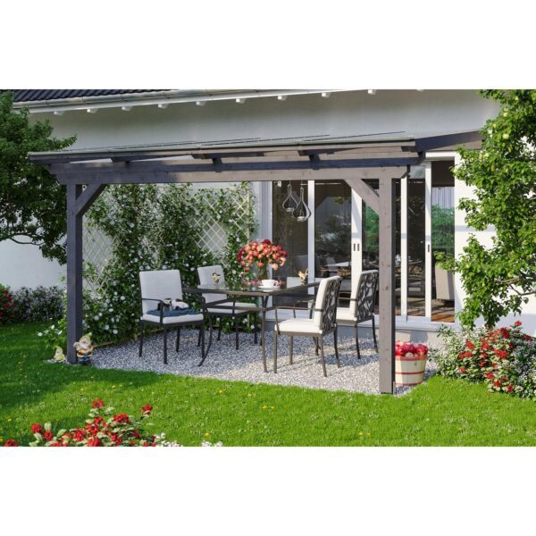 Skan Holz Terrassenüberdachung Ancona 434 cm x 400 cm Schiefergrau Skan Holz Terrassenüberdachung Ancona 434 cm x 400 cm Schiefergrau