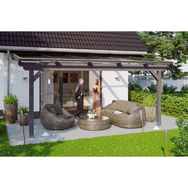 Skan Holz Terrassenüberdachung Ancona 541 cm x 400 cm Schiefergrau