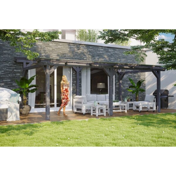 Skan Holz Terrassenüberdachung Siena 648 cm x 300 cm Schiefergrau