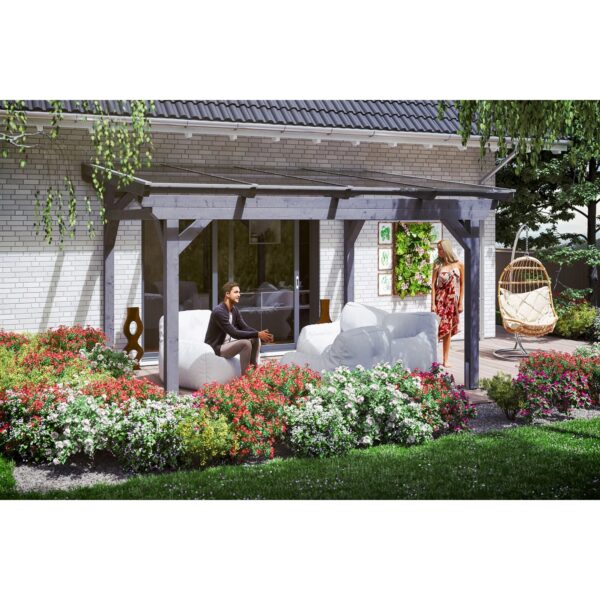 Skan Holz Terrassenüberdachung Sanremo 434 cm x 250 cm Schiefergrau