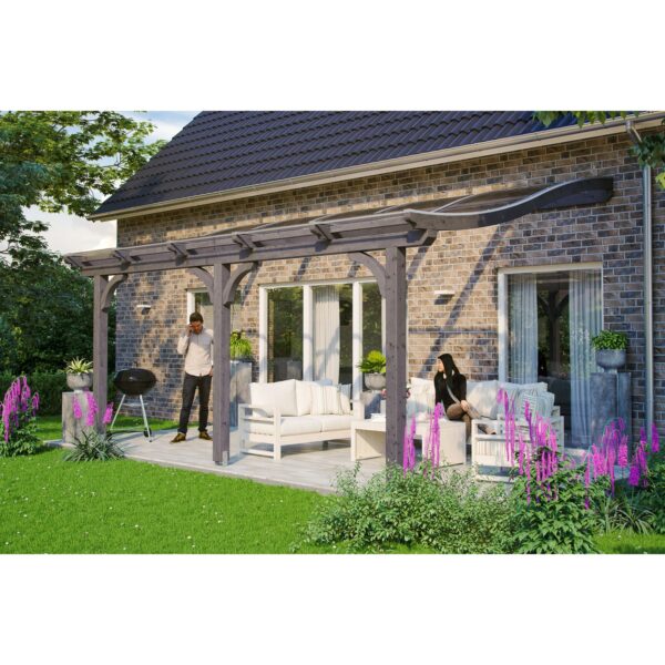 Skan Holz Terrassenüberdachung Venezia 541 cm x 239 cm Schiefergrau