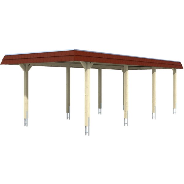 Skan Holz Carport Wendland Schiefergrau 362 x 870 cm EPDM-Dach Blende Rot Skan Holz Carport Wendland Schiefergrau 362 x 870 cm EPDM-Dach Blende Rot