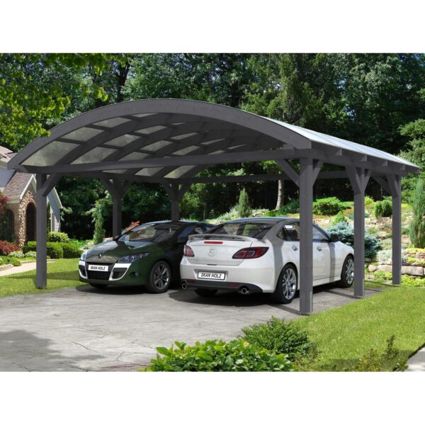 Skan Holz Bogendach-Carport Franken 635 cm x 541 Schiefergrau