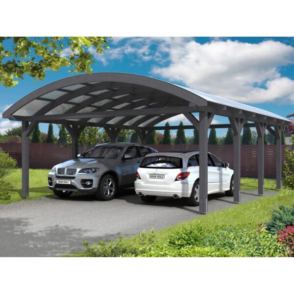 Skan Holz Bogendach-Carport Franken 635 cm x 755 Schiefergrau Skan Holz Bogendach-Carport Franken 635 cm x 755 Schiefergrau
