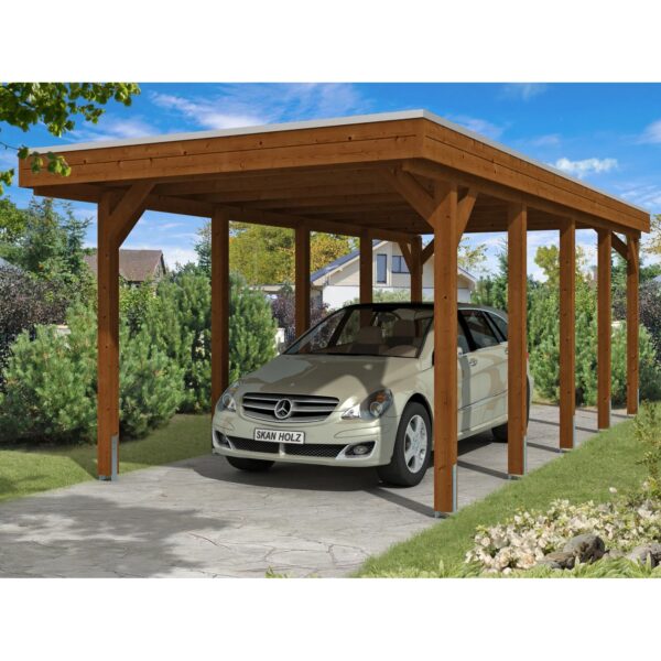 Skan Holz Carport Friesland 314 cm x 708 cm Nussbaum Skan Holz Carport Friesland 314 cm x 708 cm Nussbaum