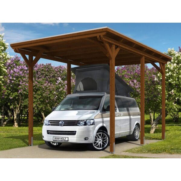 Skan Holz Carport Emsland Caravan 404 cm x 604 cm Nussbaum Skan Holz Carport Emsland Caravan 404 cm x 604 cm Nussbaum