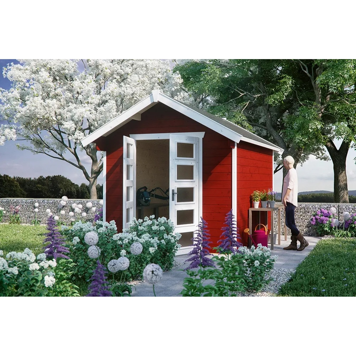 Skan Holz Holz-Gartenhaus Hengelo Schwedenrot 250 cm x 300 cm 7,5 m²