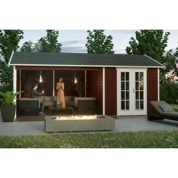 Skan Holz Holz-Gartenhaus Tilburg Satteldach Lackiert 653 cm x 420 cm 13,8 m²
