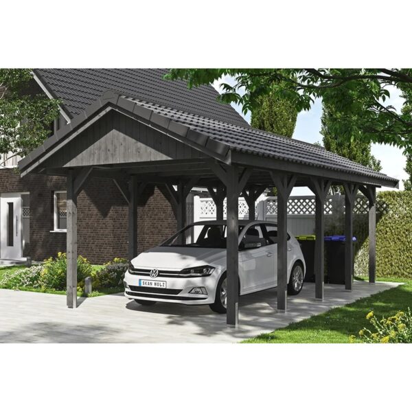 Satteldach-Carport Wallgau Schiefergrau 380 x 750 cm Dachlattung Satteldach-Carport Wallgau Schiefergrau 380 x 750 cm Dachlattung