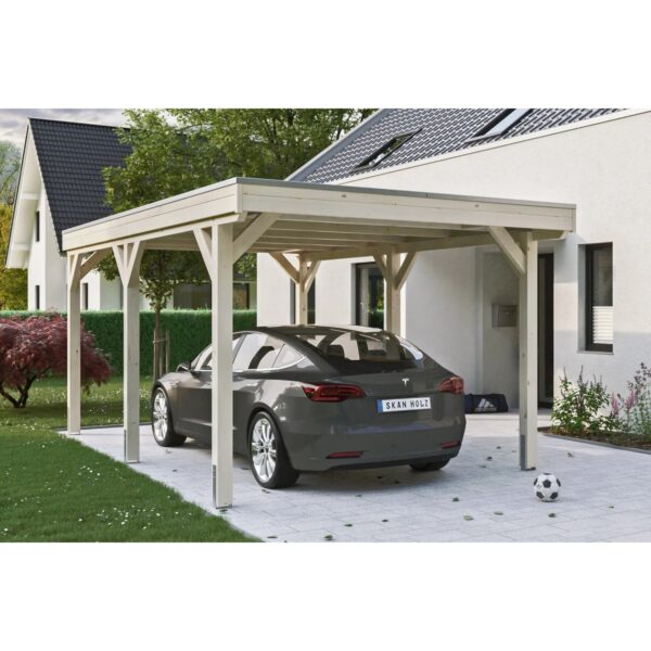 Skan Holz Carport Grunewald 321 cm x 554 cm mit EPDM-Dach Natur Skan Holz Carport Grunewald 321 cm x 554 cm mit EPDM-Dach Natur