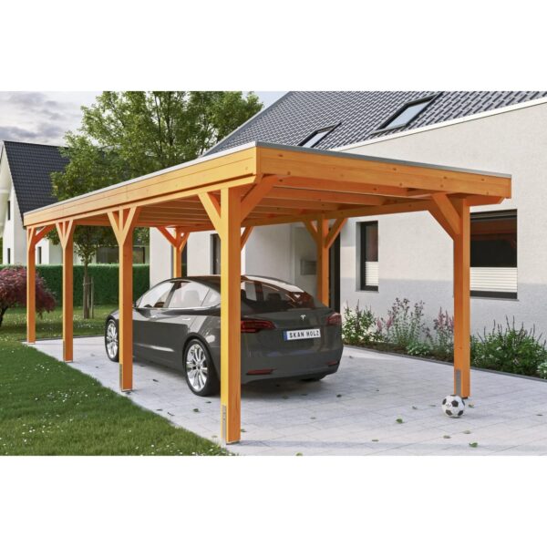 Skan Holz Carport Grunewald 321 cm x 796 cm mit EPDM-Dach Eiche Hell Skan Holz Carport Grunewald 321 cm x 796 cm mit EPDM-Dach Eiche Hell