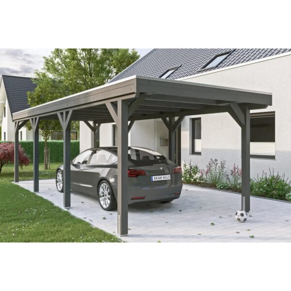 Skan Holz Carport Grunewald 321 cm x 796 cm mit EPDM-Dach Schiefergrau Skan Holz Carport Grunewald 321 cm x 796 cm mit EPDM-Dach Schiefergrau